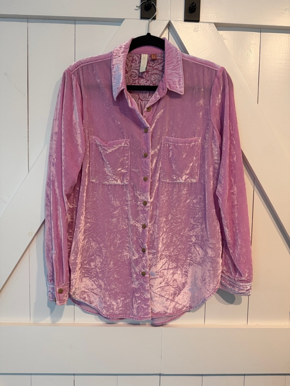 Pilcro Crushed Velvet Burnout Button-Up